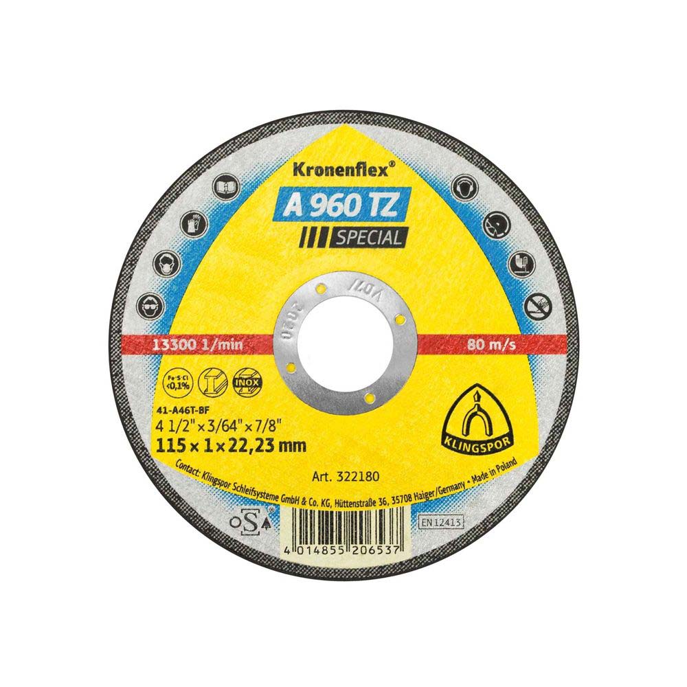 Klingspor - Disco Corte - Cod. 163003 - A960TZ - Special - 4 1/2&quot; x 3/64” x 7/8&quot;