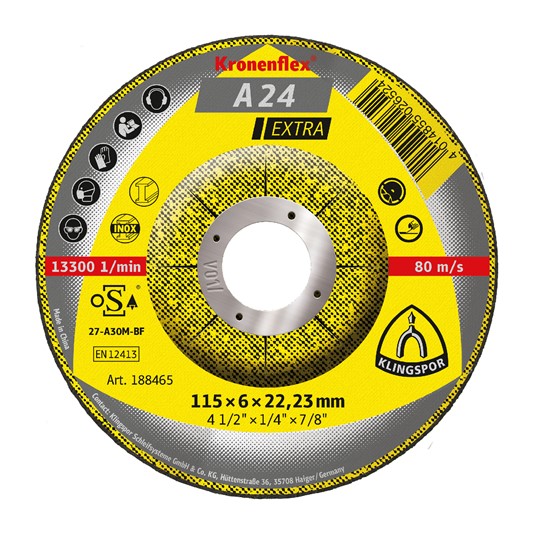 Klingspor - Disco Desbaste - Cod. 163009 - A 24 Extra - 4 1/2&quot; x 1/4&quot; x 7/8&quot;