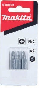 Makita - Juego Puntas Phillips - Cod. 167122 - PH2 x 3Pzs.