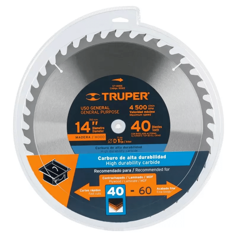 TRUPER - Sierra Circular - Cod. 110999 - 60 dts. - 14&quot; x 1&quot; - 4500 rpm