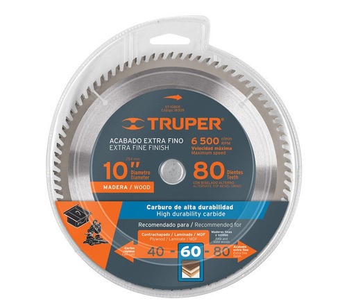 TRUPER - Sierra Circular - Cod. 110233 - 100 dts. - 10&quot; x 5/8&quot; - 5700 rpm